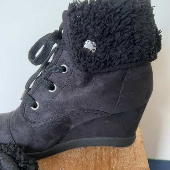 Roxy Paula Black Wedge Cuff Boot - Picture 8 of 11